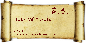 Platz Vászoly névjegykártya